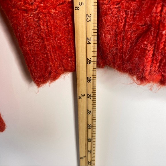Topshop Women Eyelash Loose Knit Sweater 12 Red Petal Pointelle Wool Blend Cozy - Picture 9 of 9